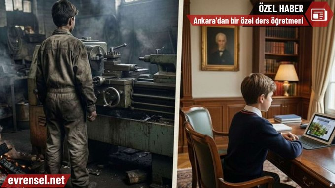 Aynı yaştaki iki çocuk, sanayide çalıştırılan çocuk işçi ile özel okul ve özel derslerle yetiştirilen patron çocuğu olarak iki ayrı dünyada yaşıyor.

🔴Patron çocuğu için saatte 1039 TL harcama yapılırken, MESEM’li çocuk işçi saatte 44.40 liraya çalıştırılıyor.
🔴Patron çocuğunun
