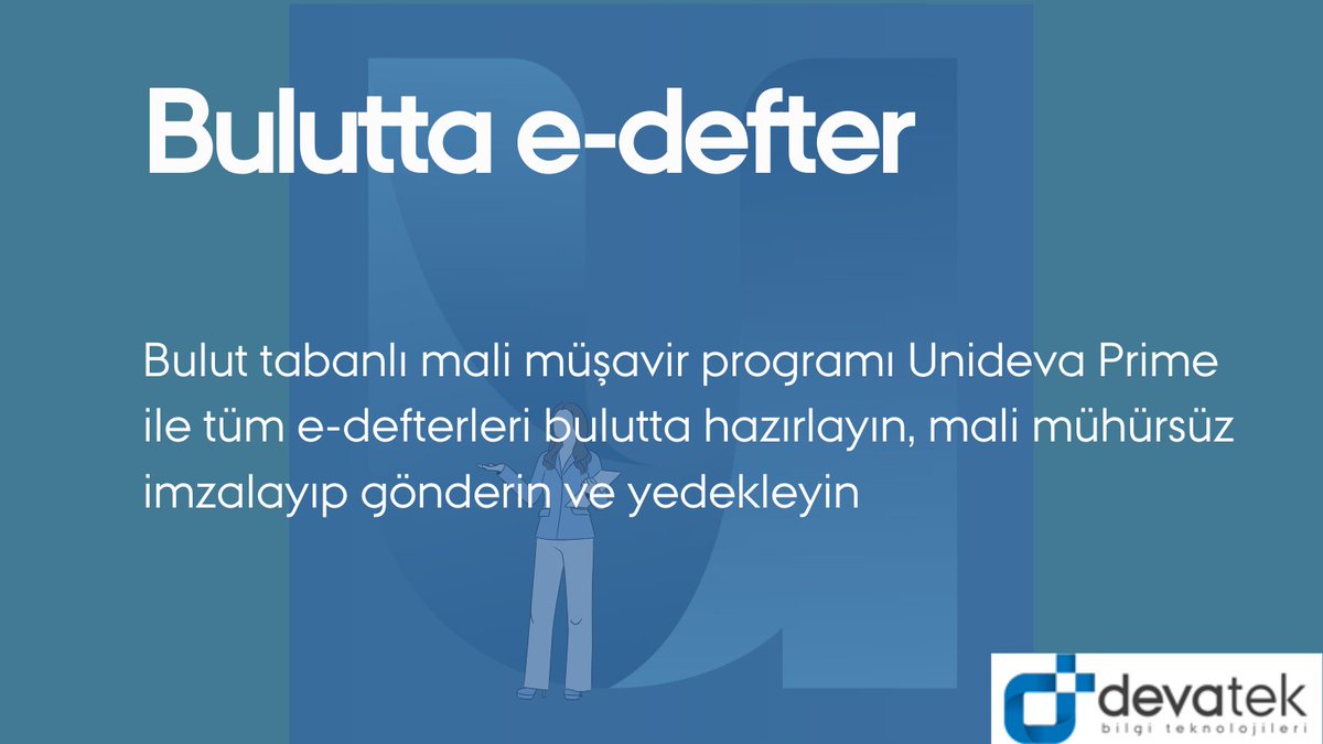 devatek_bt's tweet photo. Mali müşavirler için zaman kazandıran çözümler:
E-defterleri bulutta hazırlayın, mali mühürsüz imzalayın, gönderin ve yedekleyin.
Hepsi tek platformda.
Unideva Prime ile tanışın. #MaliMüşavir #EDefter https://t.co/TdxhqzrL1l