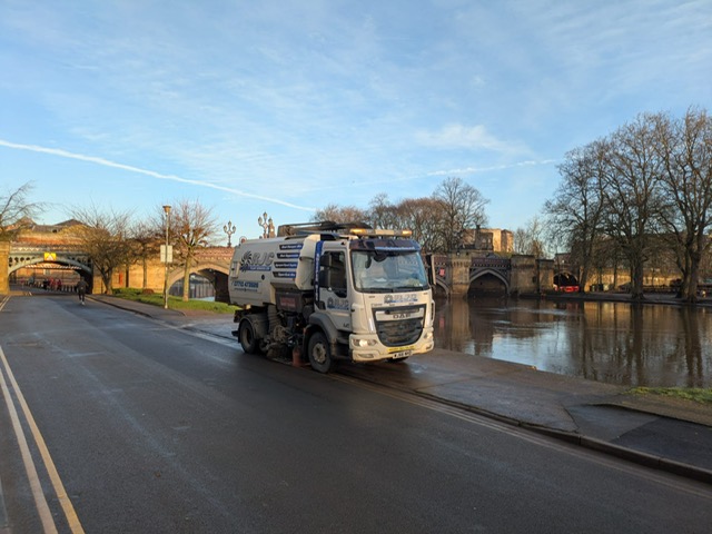 RJC have been hard at work this weekend in &amp; around York, making sure roads and paths are cleared as the water levels drop following the deluge of rain the area has experienced recently. Our goal was to help get affected areas back
Need a road sweeper? office@rjcplantservices.com