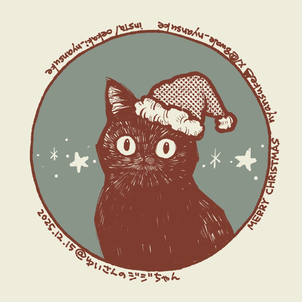 クリスマスネコちゃんをどうしても､､､！どうしても描きたくて😹今年