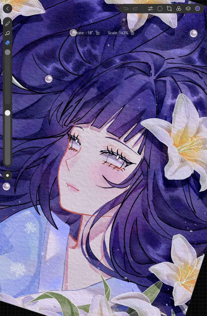 zimo_on's tweet image. The combination of Hinata, the moon, white lilies, and pearls is just perfect