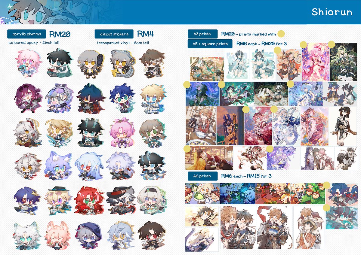 lahmufish's tweet image. [Hall 7 - 3F, B-C02 || bibo loo]
catalogue for #ComicFiesta2025 will be boothing with @shensous 🐤 yippee !!! more new merch can be viewed on insta

🗓️ preorders close on 17th, 2pm or earlier
#⃣ genshin, hsr, hi3, svsss
⤵️ link &amp;amp; info below 
#cf2025