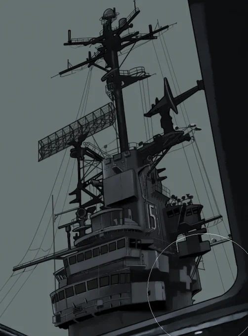 (途中) う…わあ… まさか…Essexの艦橋を描き終えるとはそして一日で艦橋全体を描き切れるなんて…w