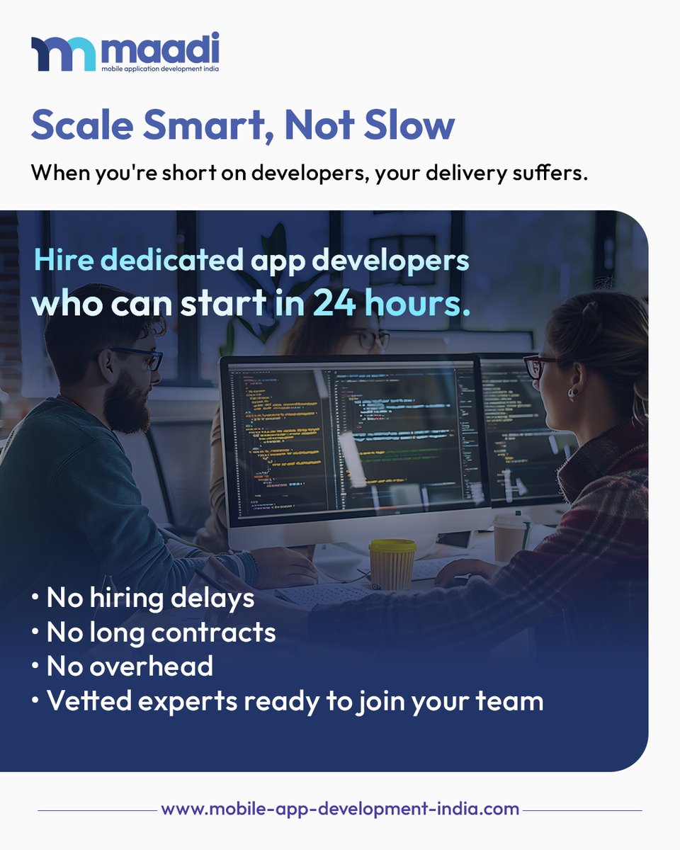 mobileappsindia's tweet image. Hiring shouldn’t slow your product roadmap.

Struggling to onboard developers fast? Our IT Staff Augmentation model connects you with vetted experts in under 24 hours - no overhead, no long-term contracts, no delays.

DM “DEVELOPER” to get started.

#HireDevelopers