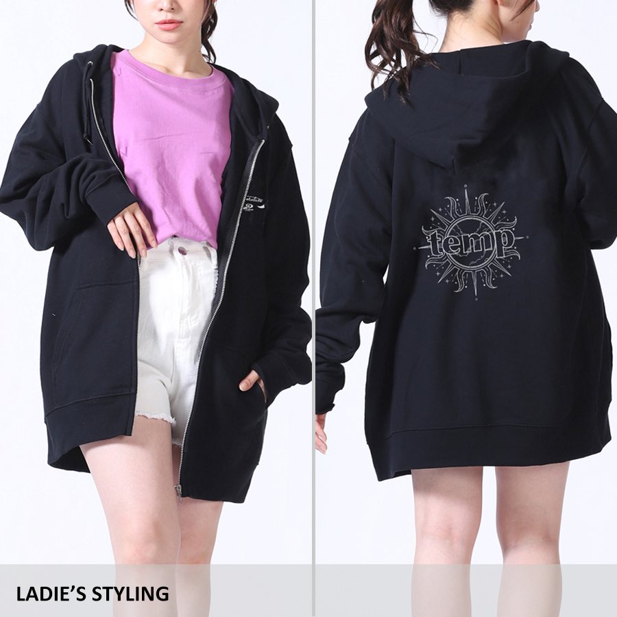 日直島田 temperature ブラック フードパーカー 日直島田 temperature ブラック フードパーカー 日直島田 temperature