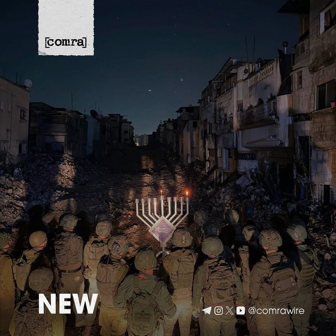 [ NEW ] Israeli forces have released images showing soldiers lighting Hanukkah candles in the streets of the Tulkarem refugee camp after the area was razed to the ground.