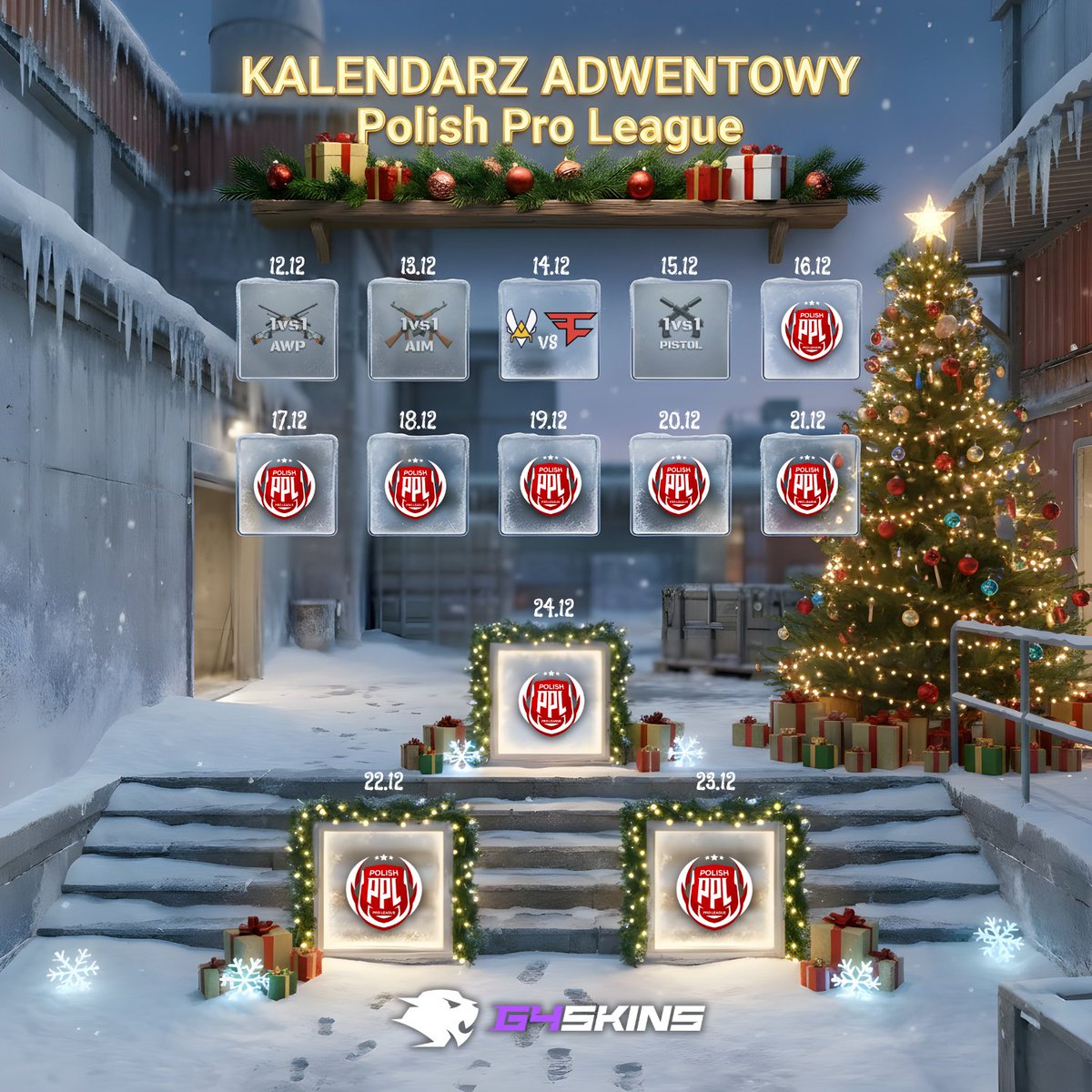 PolishProLiga's tweet photo. 🎄Dzień 4 kalendarza PPL x G4SKINS! 🎄
jcobbb pokazał na Majorze, jak się gra pistole
Teraz czas znaleźć jego następcę 😎
🔫1vs1 AIM PISTOL
🥇USP-S | Printstream (Factory New)
Start: 16.12, godz. 20:00
ZAPISY➡️https://t.co/w6aSp70YJ5
#CS2 #AIMMAP #PPL #G4SKINS https://t.co/uajAIkSGow