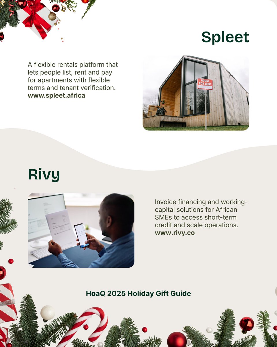 2025 holiday gift guide Vol 1!🎄
Still figuring out what to gift yourself or someone this holiday?

Here’s a curated wishlist featuring some of the incredible companies in our portfolio, <a href="/foodcourt_app/">FoodCourt</a>, <a href="/TextureScience/">Texture Science Labs</a>, <a href="/CatlogShop/">Catlog 🛍 (Techstars NYC 24')</a>, <a href="/chowdeck/">Chowdeck</a>, <a href="/tixdotafrica/">tix.africa</a>, <a href="/RaenestApp/">Raenest (formerly Geegpay)</a>…

1/2