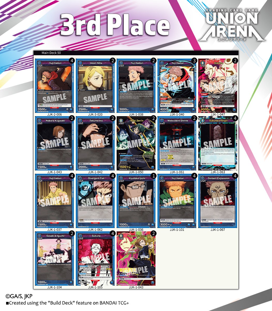 Deck Lists] Here's the deck that took 3rd place at UNION ARENA's