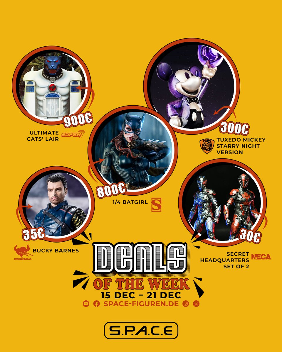 Oh Junge – vor unseren neuen ⚡️ DEALS OF THE WEEK ⚡️ kann man wirklich nur den Hut ziehen! 🎩
Diese 5 fantastischen Collectibles gibt's bis Ende der Woche zu tollen Sonderpreisen in unserem Shop. Schlagt zu, solange der Vorrat reicht! 😃
bit.ly/spacedeals