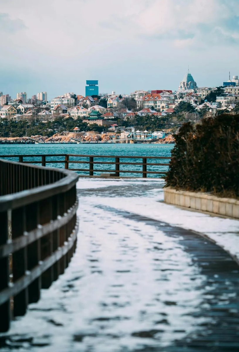It's snowing in Qingdao! Breathtaking snow scenes await – feel the magic. ❄️