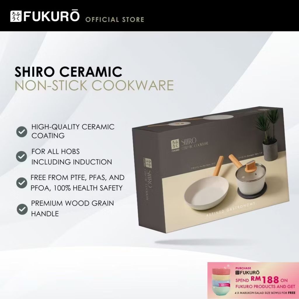 ayuna8586's tweet photo. Check out Fukuro Shiro Ceramic Non-Stick Cookware Set - Fry Pan (26cm) + Saucepan (18cm) for RM67.40 - RM89.90. Get it on Shopee now! https://t.co/bIi4H1Tkjf https://t.co/zI8Qiwn7sP