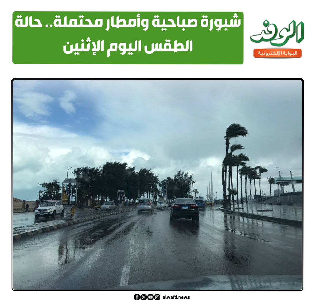 بوابة الوفد| شبورة صباحية وأمطار محتملة.. حالة الطقس اليوم الإثنين 