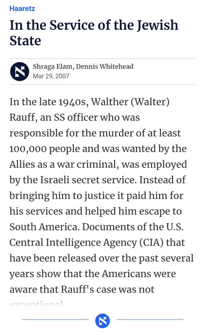 El padre de Kast no fue el único nazi que escapó a 🇨🇱.

Walter Rauff, criminal de guerra nazi e impulsor de la cámara de gas móvil, fue contratado, entre otros, por el Mossad 🇮🇱.

Y el Mossad le ayudó a escapar a Latinoamérica. Vivió durante décadas en 🇨🇱. Y Pinochet le protegió.