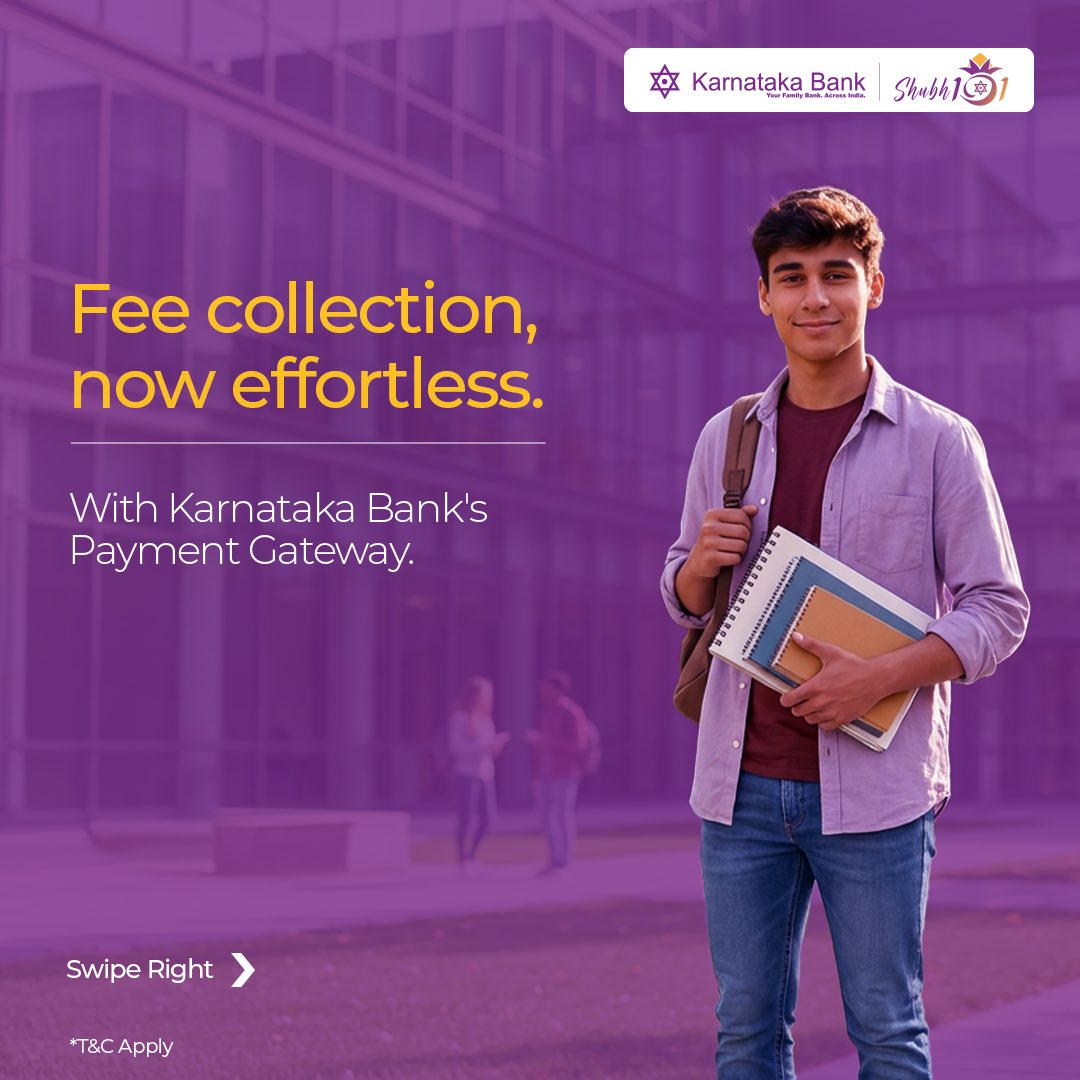 KarnatakaBank's tweet image. Collecting student fees just got easier.

Switch to Karnataka Bank’s Payment Gateway for secure, seamless transactions.

Know more: tinyurl.com/nkjcb8c3

#karnatakabank #paymentgateway #banking #easybanking