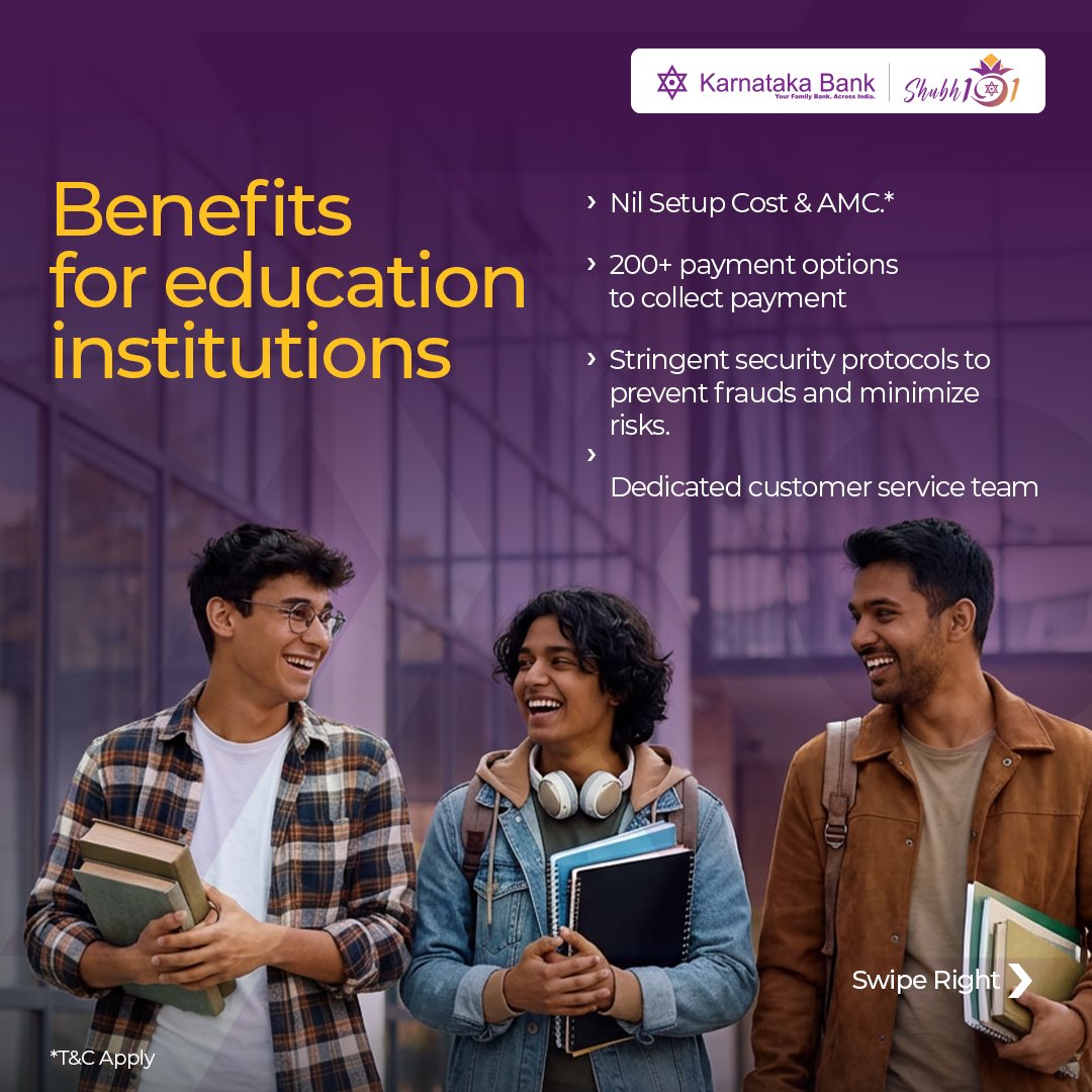 KarnatakaBank's tweet image. Collecting student fees just got easier.

Switch to Karnataka Bank’s Payment Gateway for secure, seamless transactions.

Know more: tinyurl.com/nkjcb8c3

#karnatakabank #paymentgateway #banking #easybanking
