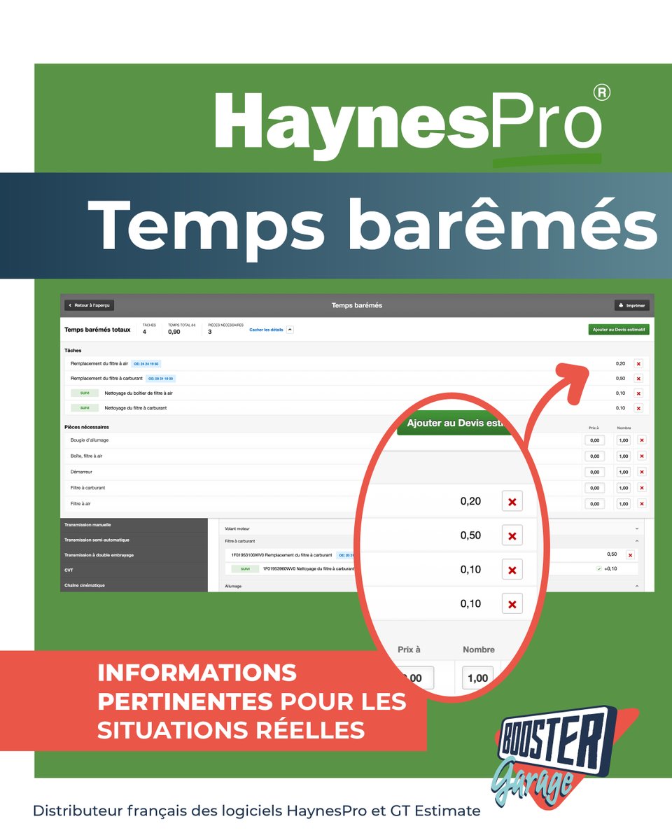 BoosterGarage's tweet image. ⏱ Saviez-vous que le logiciel #HaynesPro vous offre des informations pertinentes pour les situations réelles comme les temps barêmés ?

👉 RDV sur booster-garage.fr/haynespro/