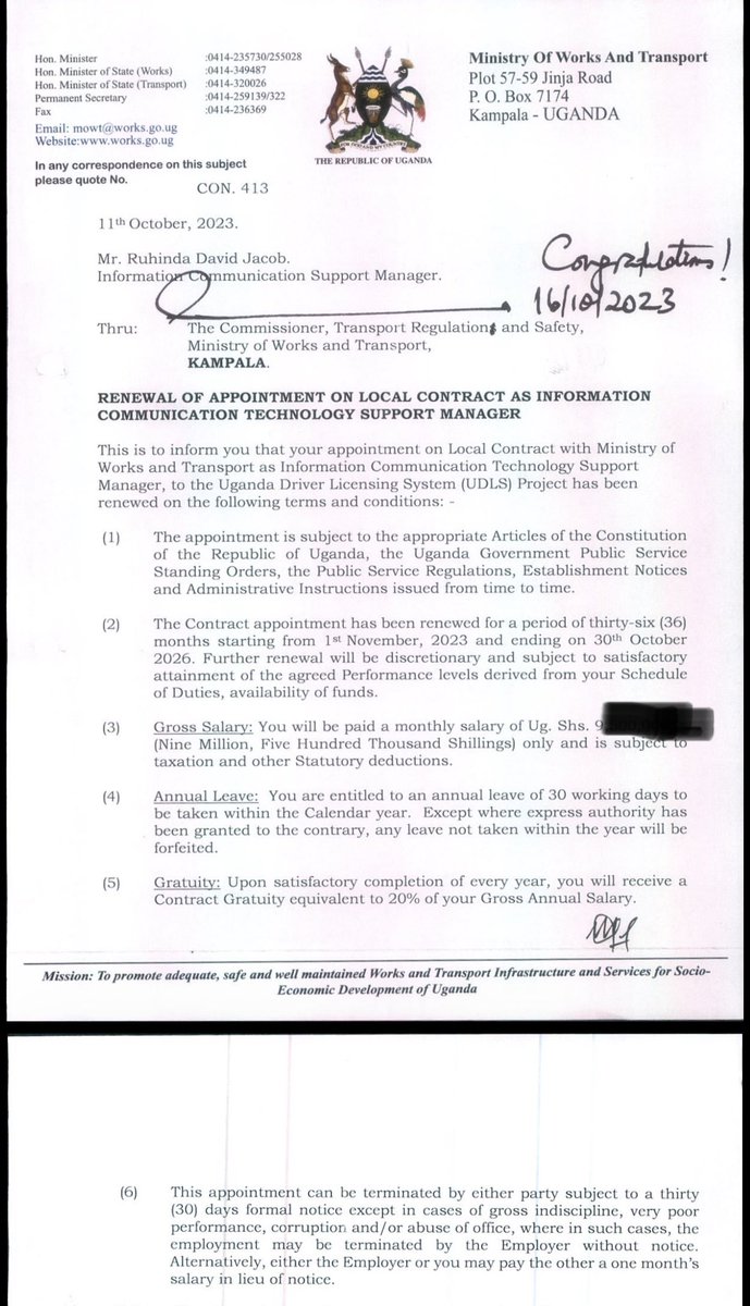 TonyNatif's tweet photo. Is that one of the very specialized IT people hired from Face Technologies on the advice of Mr Winstone Katushabe? 

His contract was recently renewed by the Permanent Secretary and even offered a 20% annual gratuity. Basically, he gets a 13th and 14th month pay every year. 

I imagine he can afford all these flashy cars. No? 

Also, are other workers in the @MoWT_Uganda ICT department offered such terms?