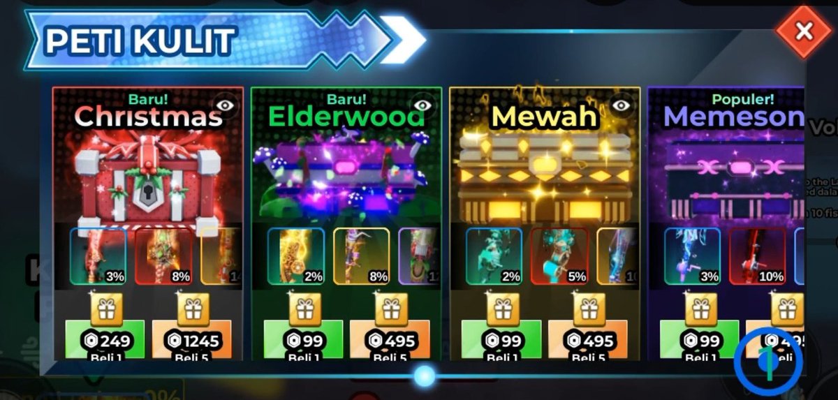 Gift In Game Fish It !! 🐋🐳
SKIN LIMITED

🌸frozen sycthe 899r = 92k
🌸frozen jetsku 449r= 46k
🌸Christmas 1x spin 249r= 26k
🌸Christmas 5x spin 1245 robux = 125k

Elderwood/Luxury/Enchanted 99r = 10k/spin

Avail QR.
WA: bit.ly/whatsapprie