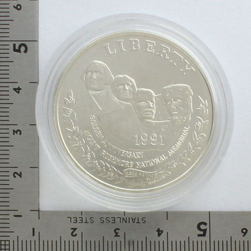 🇺🇸アメリカ合衆国 1991年 1ドル銀貨》 ☆ラシュモア山国立記念碑50