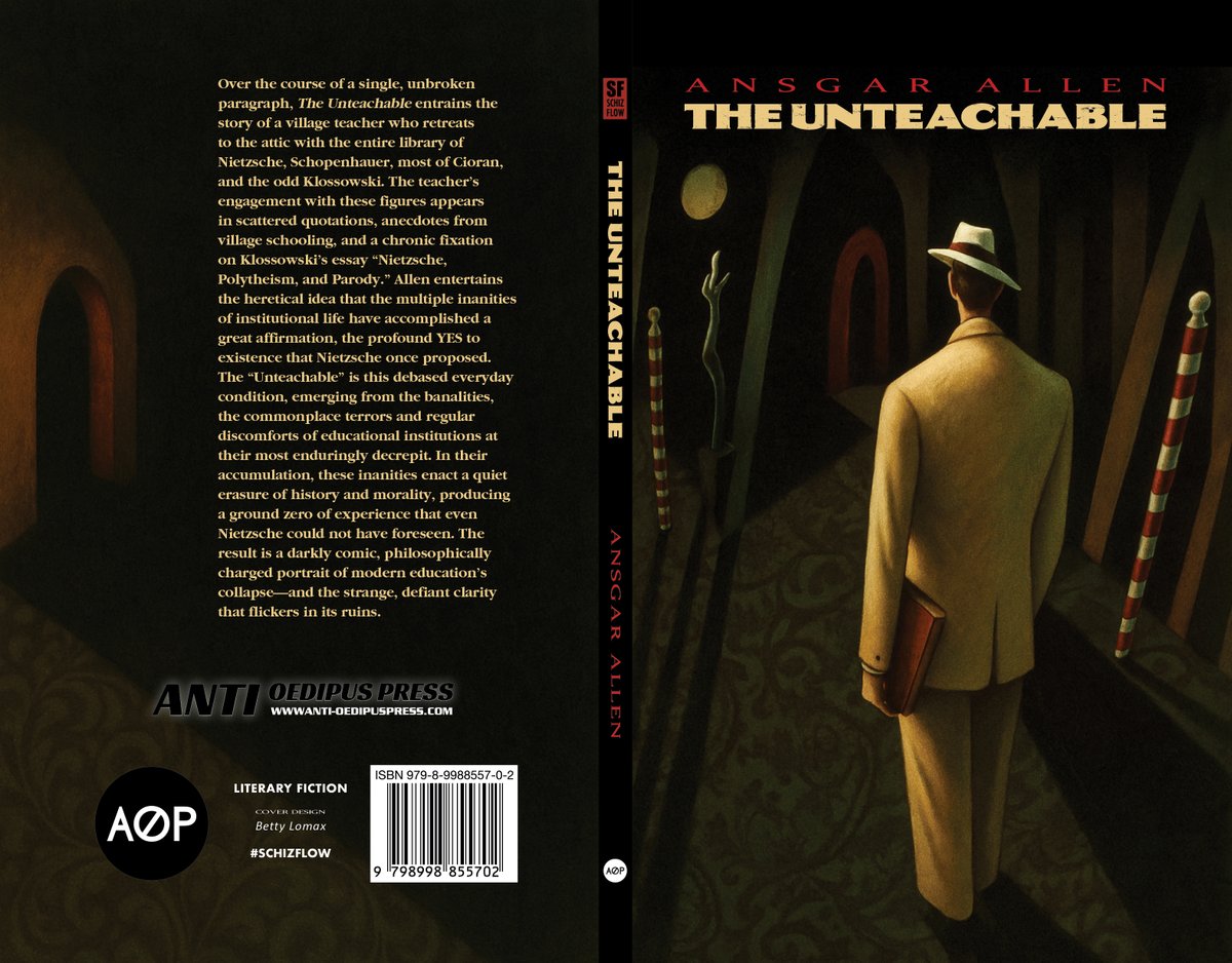 here's the full cover spread for THE UNTEACHABLE / out May 2026 with <a href="/antioedipusp/">Anti-Oedipus Press</a> #Klossowski #Nietzsche
anti-oedipuspress.com/books/theuntea…