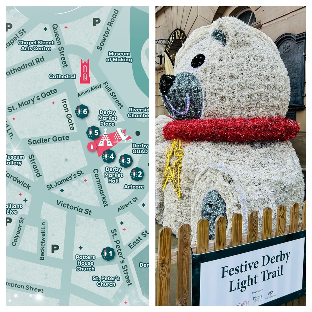 VisitDerby's tweet image. 🎄✨Festive Derby Light Trail 
📅 Until 31 Dec
Follow the magical light trail through Derby city centre, from The Spot to Cathedral Green, ending at the UK’s largest light-up Santa!
More info &amp;amp; trail map ⬇️
visitderby.co.uk/events/festive…
#DerbyUK #FestiveDerby #LightTrail #VisitDerby