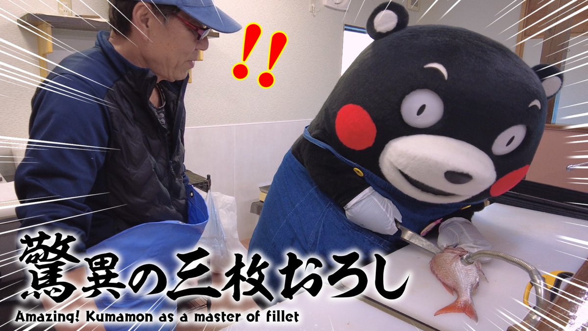 しまくま様　Omatome omakase お知らせ】くまモンTV#318「鯛の三枚おろしに挑戦！」が配信されたモン