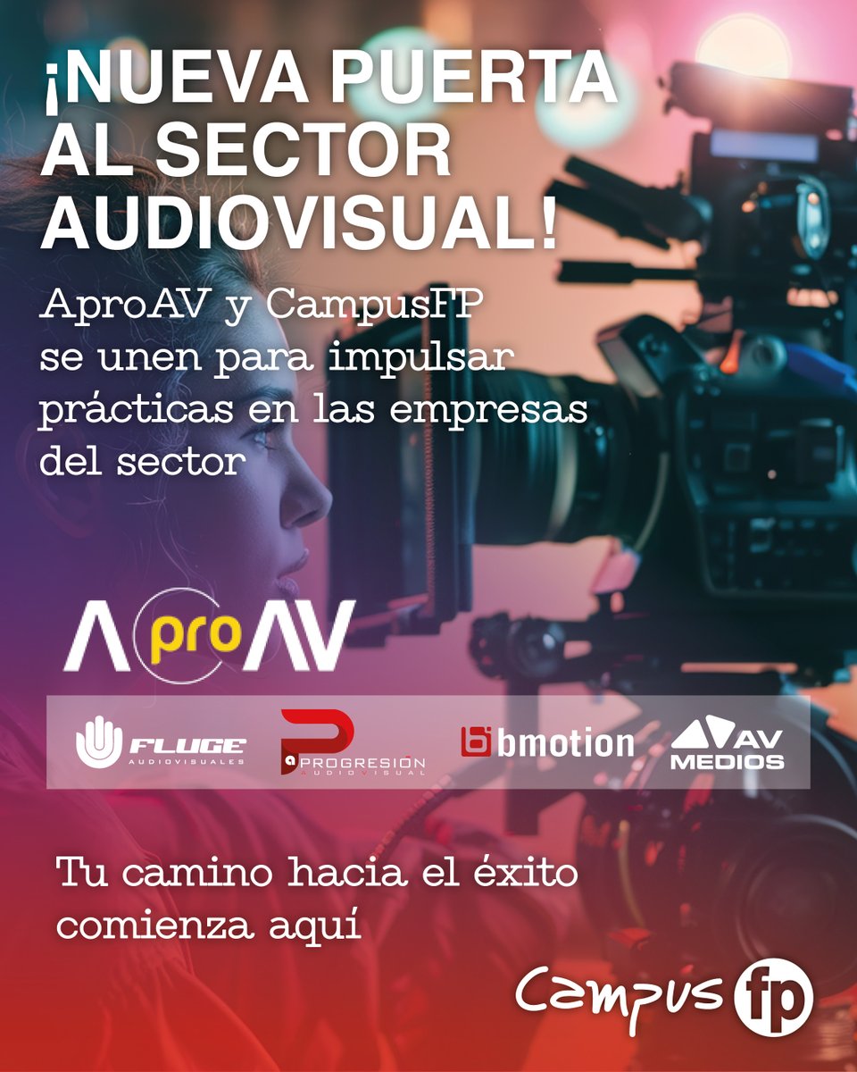 AproAV y CampusFP se unen para impulsar prácticas en el sector audiovisual de eventos.
Más formación real, más contacto con empresas y más oportunidades para el alumnado de Realización Audiovisual.