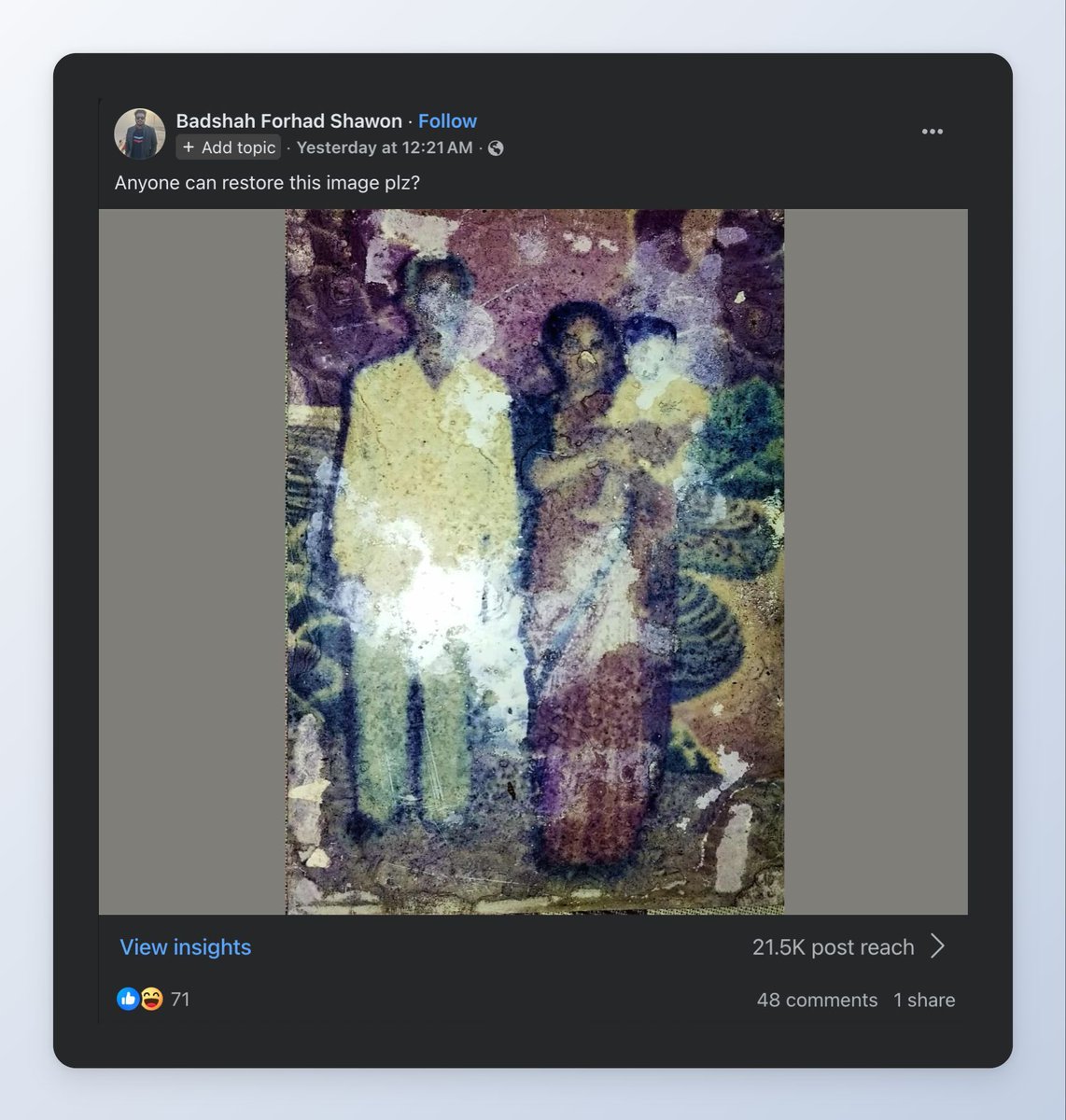 Notei recentemente que publicações sobre restauração de fotos antigas são muito populares na minha comunidade de IA, com