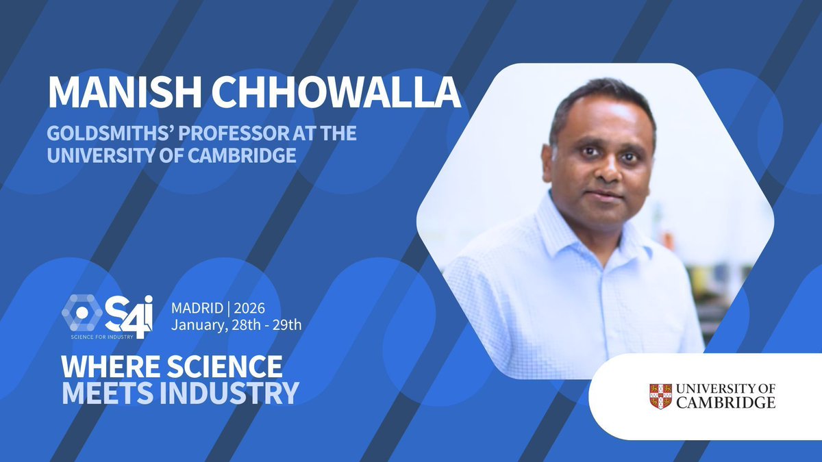 s4industry's tweet photo. ⭐ We're excited to welcome Manish Chhowalla, Goldsmiths’ Professor at @Cambridge_Uni, as a speaker at #S4i2026!
A leading voice in Materials Science who contributes to S4i's international reach.
📅 Jan 28–29, 2026 | Madrid
#Innovation #TechTransfer #DeepScience https://t.co/7dVGr1x5dG