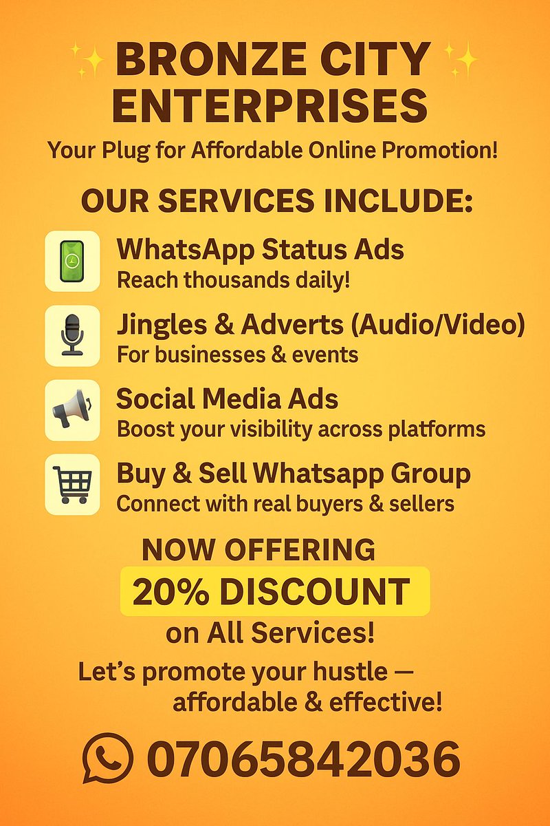 BronzeSam's tweet image. Promote your business with us today 💯
#business #jingle #ads #salespromotion
