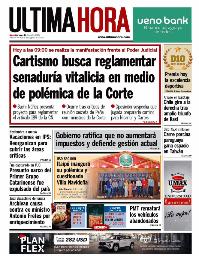 robertoperezpy's tweet photo. 📰Tapa de los principales diarios

🇵🇾Lunes, 15 de diciembre

😎¡Buenos días!
#PPpy #650AM https://t.co/VC511lWhDm