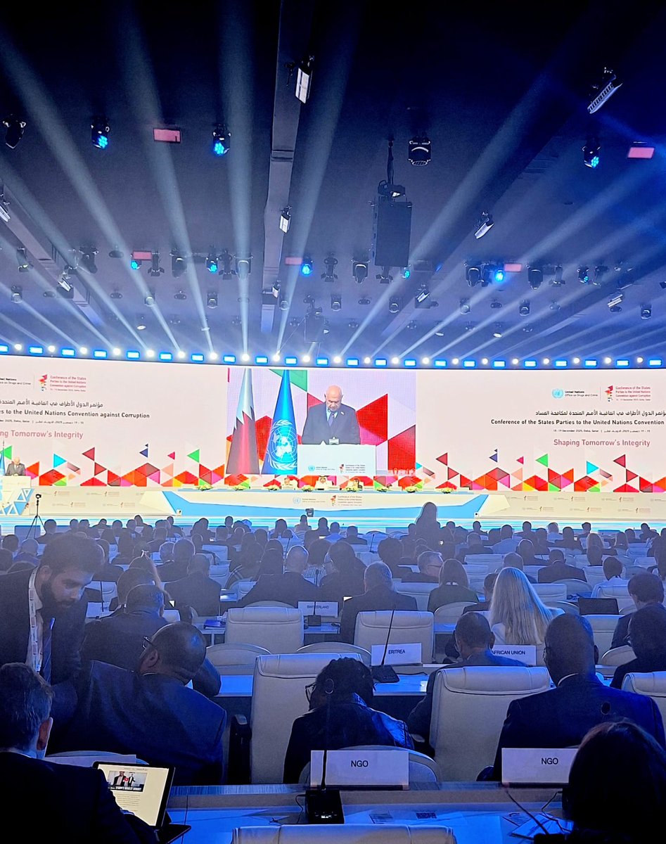 ItalyUN_Vienna's tweet photo. Min. of Justice Carlo Nordio guides the 🇮🇹 delegation @ 11th #UNCAC #COSP in Doha, Qatar, bringing together 192 countries. In addressing the plenary he emphasized the importance of effectively combating new forms of corruption, particularly those related to organized crime. https://t.co/yU9eIE5agO