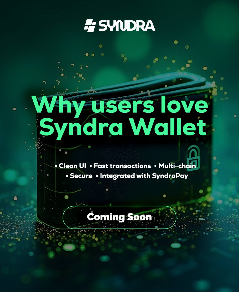 SyndraChain's tweet image. Why Users Love Syndra Wallet

Syndra Wallet is designed to make Web3 simple, fast, and secure — without sacrificing power.

✨ Clean, intuitive interface
⚡ Lightning-fast transactions
🌐 Multi-chain support in one wallet
🔐 Enterprise-grade security
💳 Native integration with