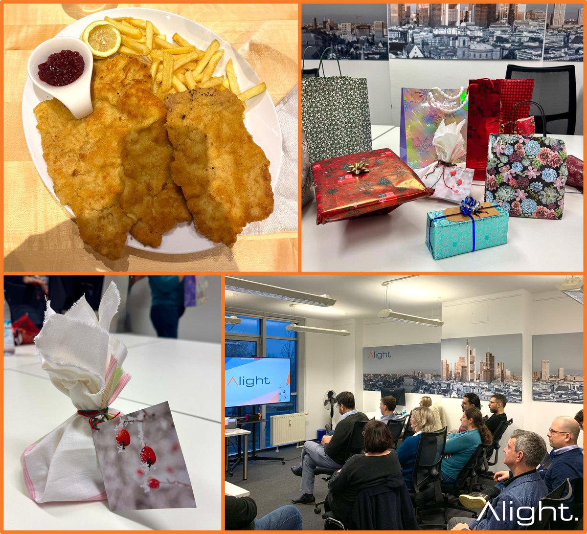 AlightCon's tweet photo. 🎄 Quarterly Meeting &amp; Wichtel
Nach spannenden Diskussionen über Ziele und Entwicklungen im QM, haben wir den Tag mit einer Wichtelrunde, vielen Lachen und kreativen Überraschungen ausklingen lassen – abgerundet durch ein gemeinsames Abendessen in entspannter Atmosphäre. https://t.co/Ls8nGnx2CC