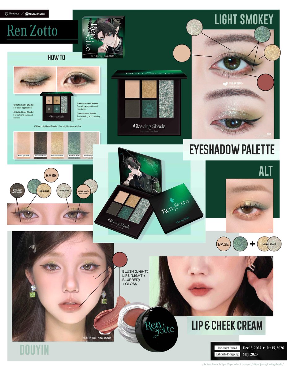 Got curious on Ren's so I also tried making one🤔

If it's me, I'll prolly focus more on the browns for base and just add the greens as highlight color🤔 His lip &amp; cheek cream has a very pretty caramel color, for me it can stand alone if you want clean, natural make up :D