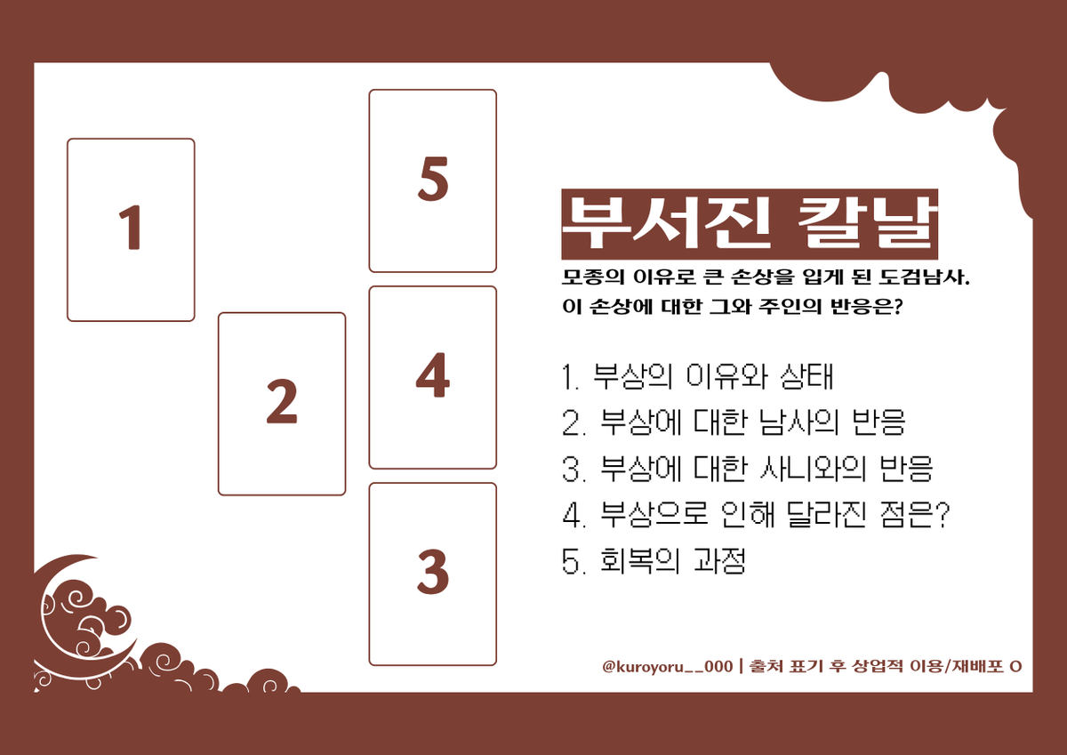kuroyoru__000's tweet photo. 도검난무 기반 자작 타로 스프레드 [그 검의 사정은]과 [부서진 칼날]을 배포합니다.

출처 미표기, 수정 X 상업적 이용 O 
사용료는 RT와 마음! 자유롭게 즐겨주시면 감사하겠습니다...!! >//< https://t.co/y8Td5kkEoy