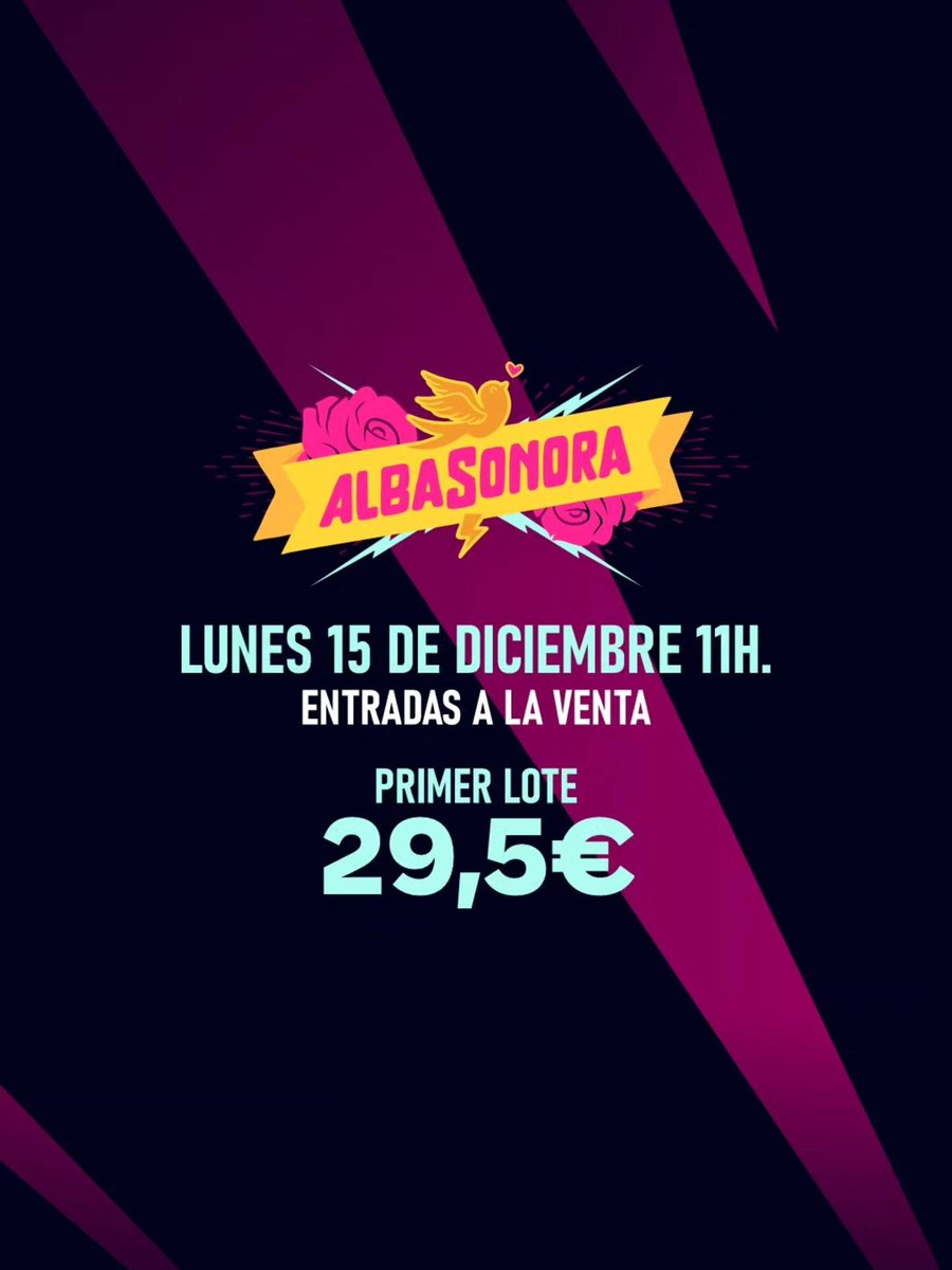 alba_sonora's tweet photo. ENTRADAS A LA VENTA 
oferta especial

A LAS 11 H. en

https://t.co/GTQFy9bgOA https://t.co/husT0RttLQ