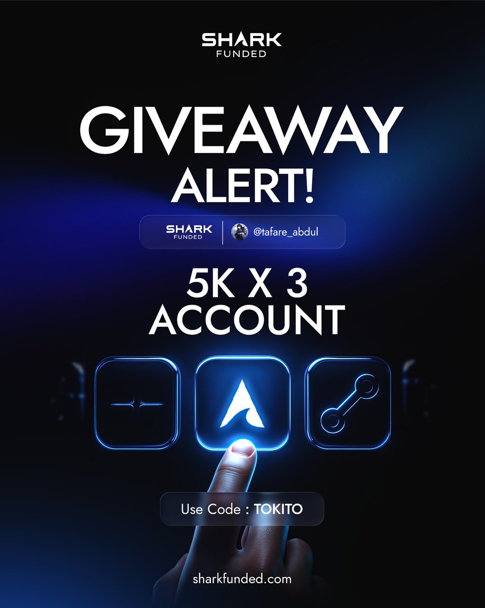 🚀 3 × $5,000 Challenge Giveaway! 🎁
In partnership with SharkFunded ✨

How to enter:
- Follow <a href="/SharkFundedfirm/">Shark Funded</a> @sharkfundedaff <a href="/ibrahimshkh10/">Ibrahim Shaikh </a> <a href="/tafare_abdul/">Tokito🏴‍☠️</a>
- Like &amp; Repost this post
- Tag 3 trader friends 👥
- Join :  discord.gg/dBDUTnw2PB

Don’t miss your shot—join now!