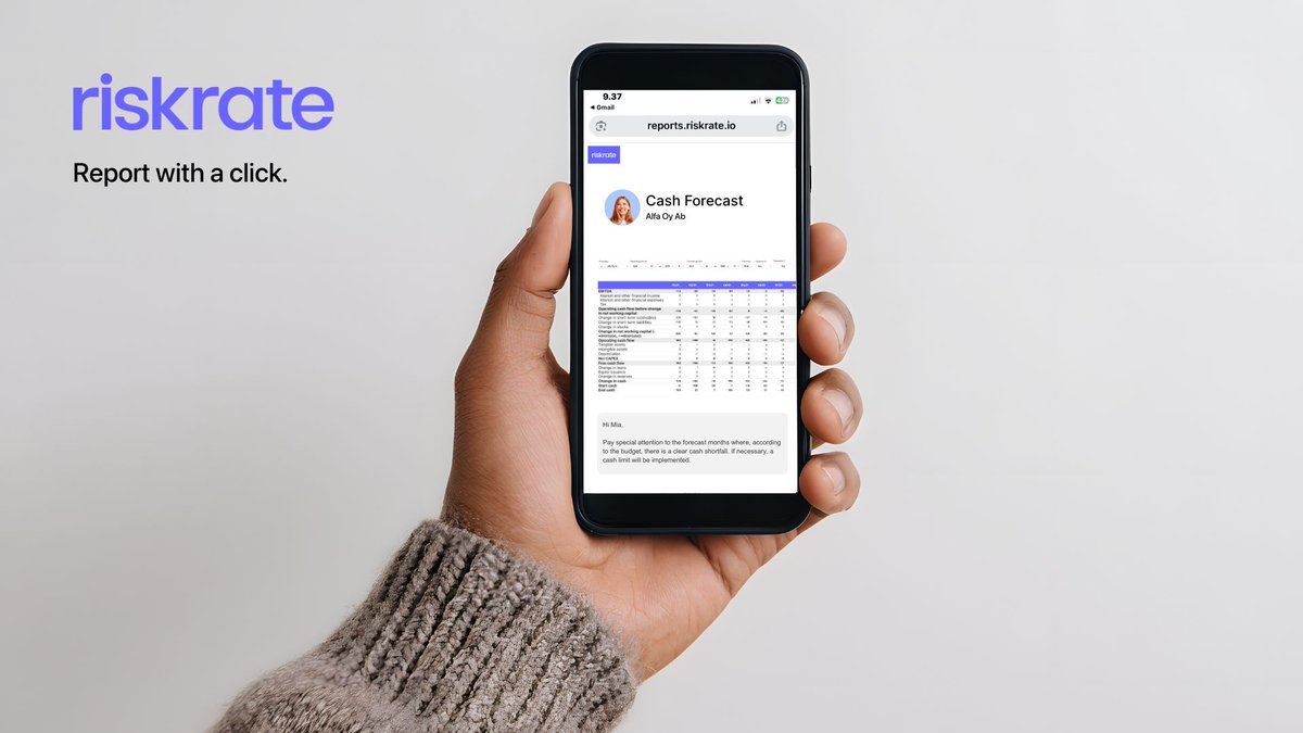 Good news! Now, any SME can run an analyzed cash flow forecast with a click: whether you’re planning investments, applying for a bank loan, or want to stay in control of your money.

I❤️ automation. It brings enterprise-grade financial insights to SMEs→ riskrate.io