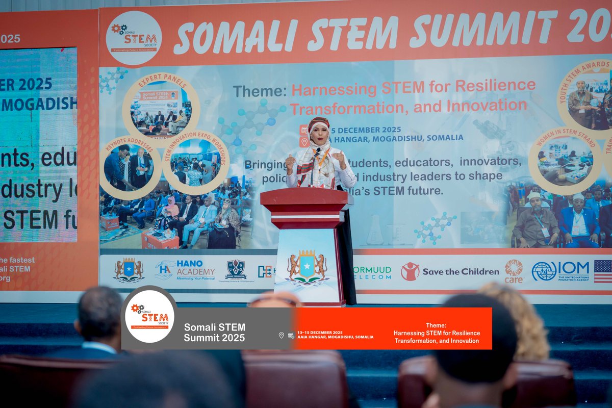 Dr. Sadiyo Siad, Chancellor &amp; CEO of Somali STEM Society, Hano Academy and Hano Technical University, officially opened the Somali STEM Summit, highlighting the role of STEM in shaping Somalia’s future

#SomaliSTEMSummit #STEMEducation #Innovation #YouthInSTEM #Somalia