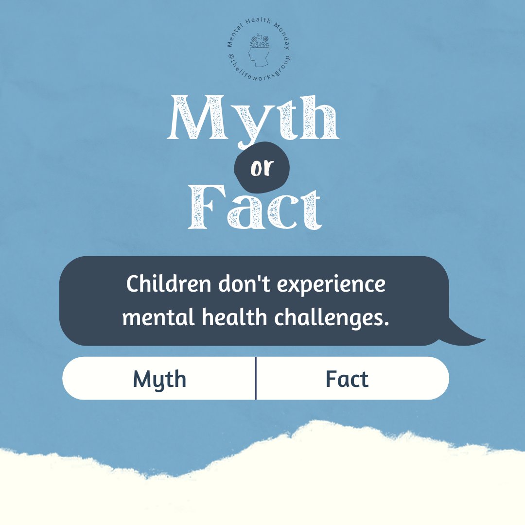 LifeWorksFL's tweet image. 🔍 Myth or Fact?

🚫 Myth: Children don’t experience mental health challenges.

Mental health struggles can start early. Kids and teens can face anxiety, depression, and trauma—supporting them early helps them build strong lifelong coping skills.