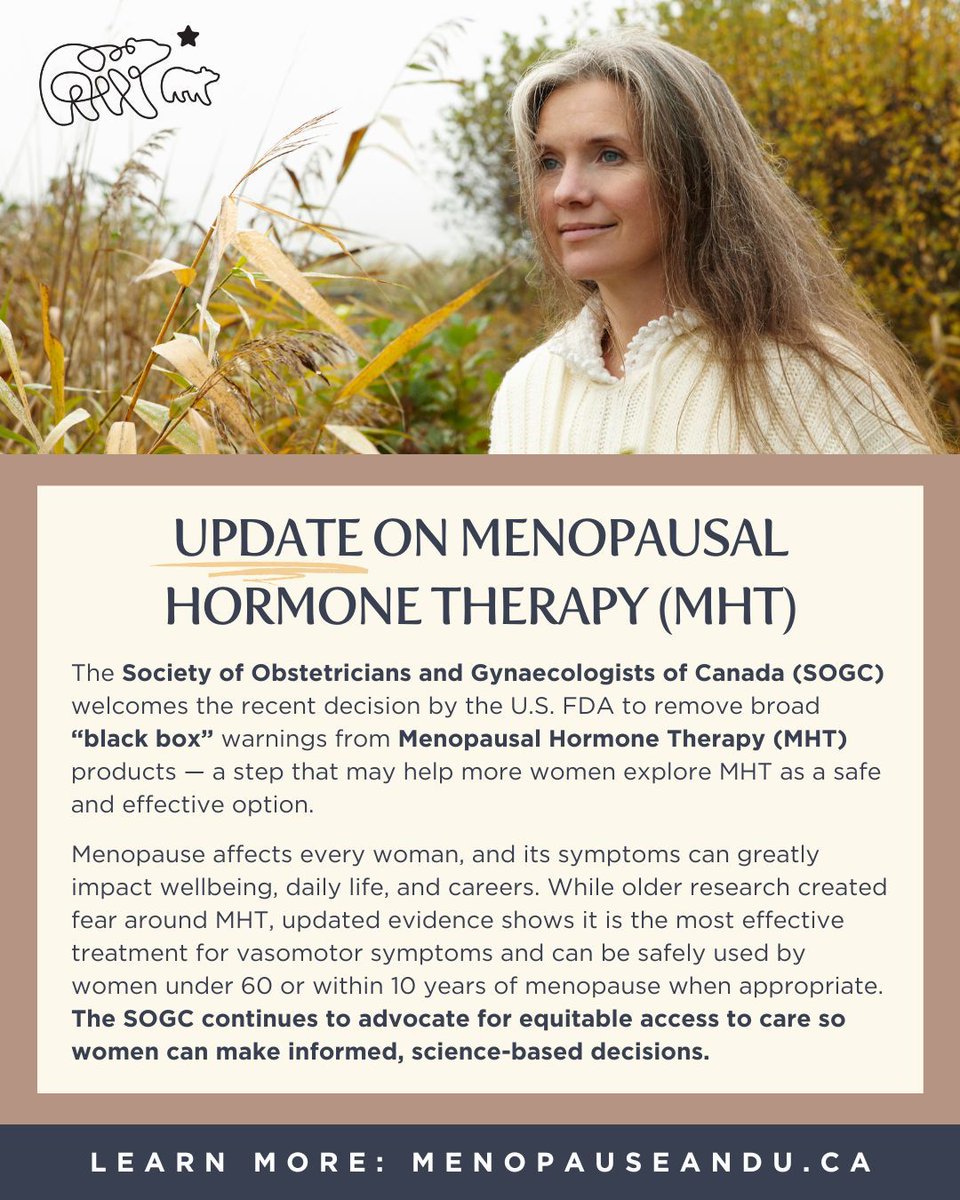 WCHealthNetwork's tweet photo. Menopause is natural, and women deserve clear guidance. 🌸 New SOGC updates remove outdated warnings on Menopausal Hormone Therapy, supporting safe, informed care.
Learn more: https://t.co/03BD71rEs2
#MenopauseAwareness #EvidenceBasedCare #HealthEducation #WCHN https://t.co/0OpeDplhXy