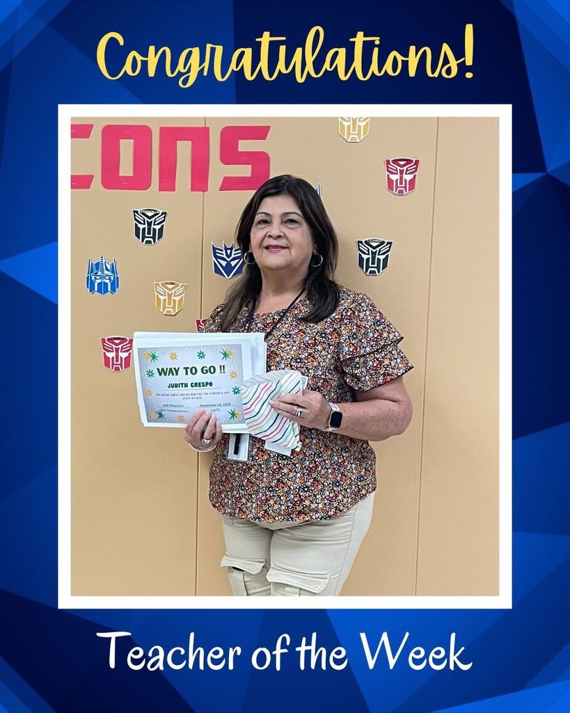 Congratulations, Ms. Crespo! Thank you for your dedication, heart, and commitment to our students. Thank you for all that you do. We appreciate you!

#RESFalcons #WeAreRoyal #FalconPride #InvestingInOurTomorrow