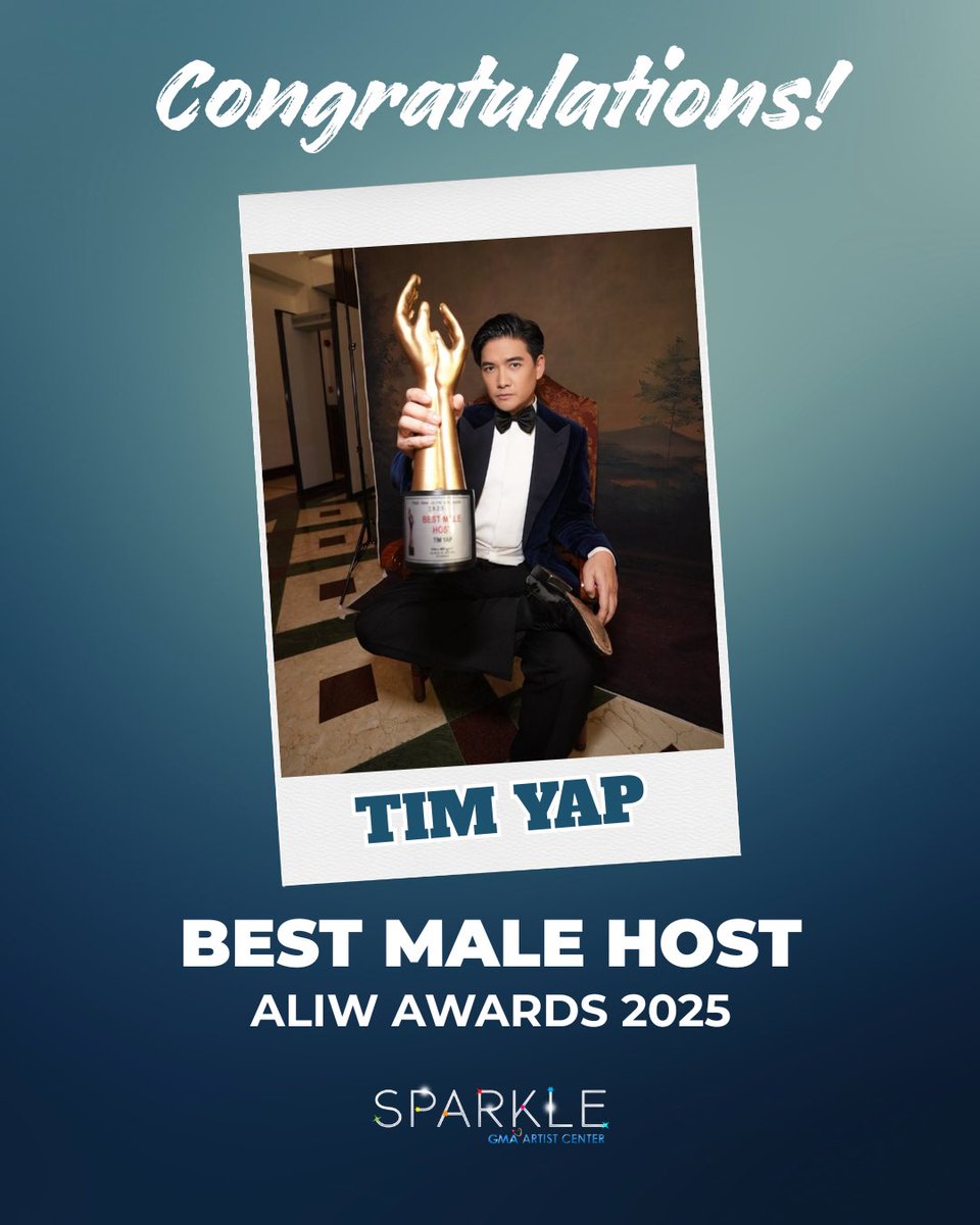 Sparkle_GMA's tweet photo. Congratulations to Tim Yap on winning Best Male Host at this year’s Aliw Awards 👏
Your Sparkle family is very proud of you!
#TimYap https://t.co/99vdSLRRKg