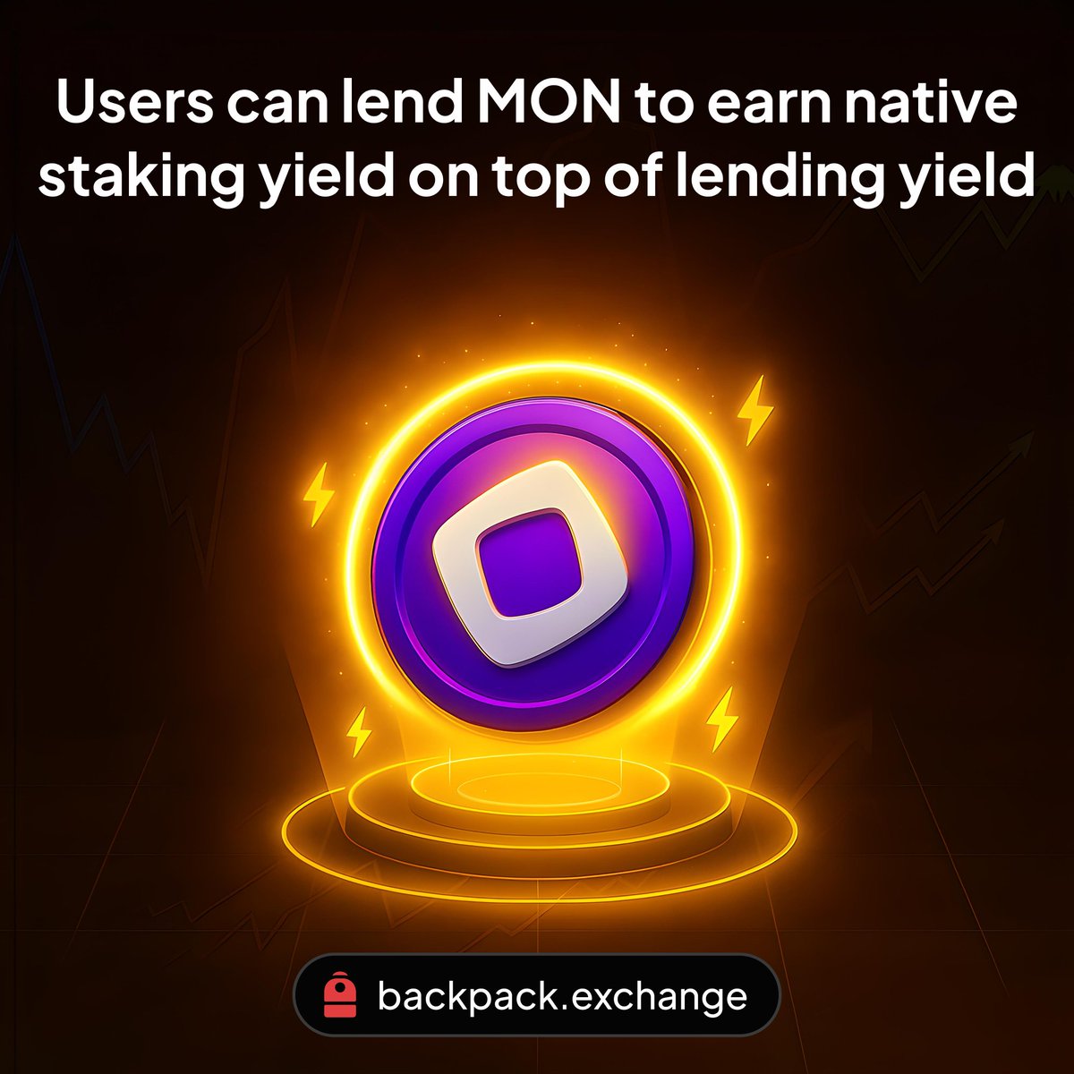 Người dùng giờ đây có thể cho vay MON và cộng dồn lợi suất.

Lợi suất staking native được cộng thêm lên trên lợi suất cho vay trên Backpack Exchange.

Cho vay, staking và tài sản thế chấp cho giao dịch perps — tất cả trong một 🎒