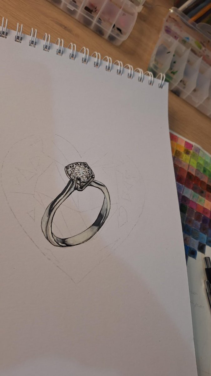 Arshad16254061's tweet photo. Drawing “sparkle” one line at a time ✨ Ring sketch in progress.
#Sketch #JewelryDesign #RingDesign #Illustration #ArtProcess https://t.co/t5yF2rqwK3