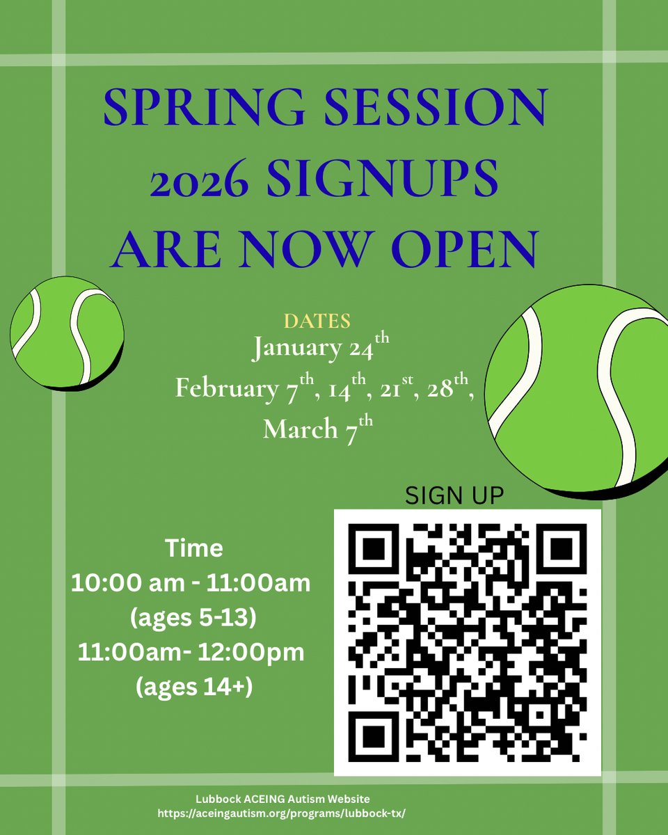 ttu_burkhart's tweet photo. Register now for the ACEing Autism spring tennis clinics!

https://t.co/Fh9XPsJ5lM https://t.co/22juVM8aow