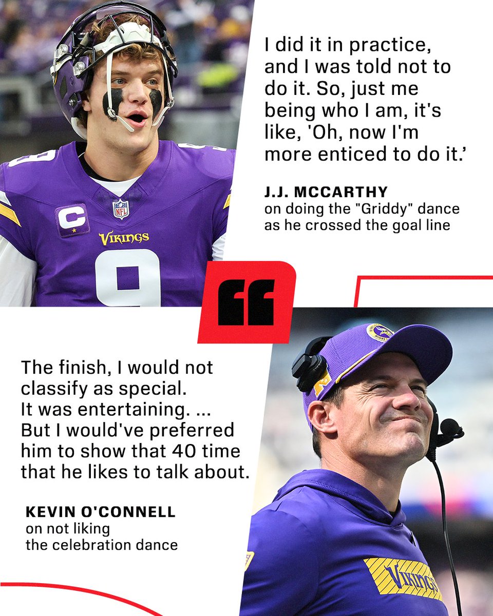 espn's tweet image. J.J. McCarthy just had to do the Griddy 😂