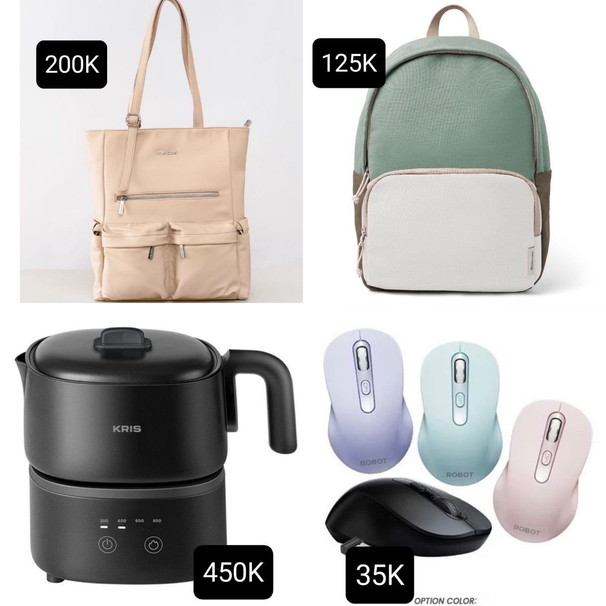 ajiungss's tweet photo. Want To Sell 

Tas Bahu Mecrche Alice - 200rb
Twostrap Backpack - 125rb
Kris Multifuncion Electrik Pot - 450rb 
Mouse Wireless Robot M206 - 35rb

Bisa lebih murah co pake voucher shopee/toped/tiktokshop

#wts #wtb #zonajajan https://t.co/M5FLb8wsm1